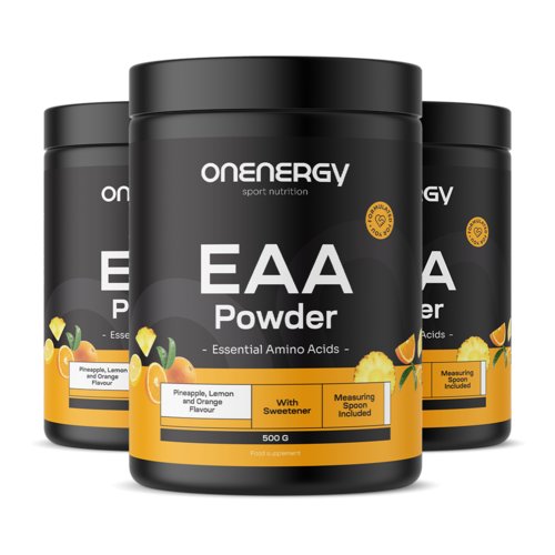 3x EAA in polvere – ananas, limone, arancia, totale 1500 g