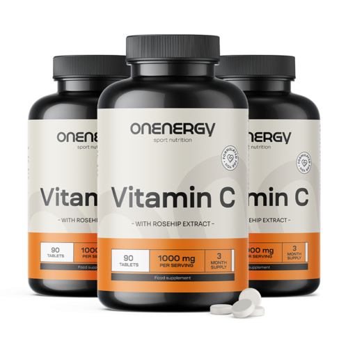 3x Vitamina C 1000 mg con rosa canina, totale 270 compresse