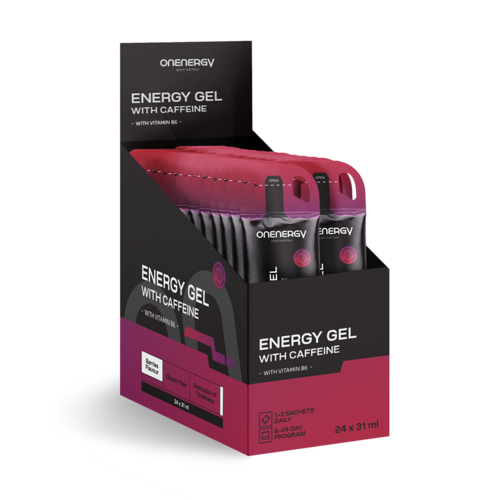 Gel energetico con caffeina – frutti di bosco, 24 x 31 ml
