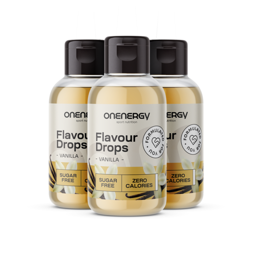3x Gocce Flavour Drops con dolcificante – vaniglia, totale 150 ml