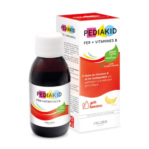 Integratore alimentare liquido con ferro e vitamine B.