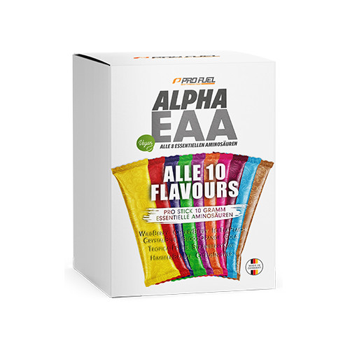 Alpha EAA vegan – confezione mista con tutti i sapori, 10 bustine