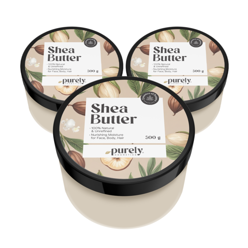 3x 100% Burro di karité non raffinato, totale 900 g