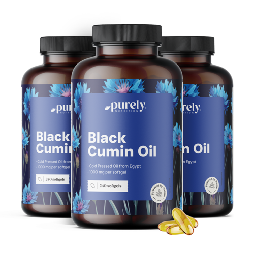 3x Olio di cumino nero 1000 mg, totale 720 capsule molli