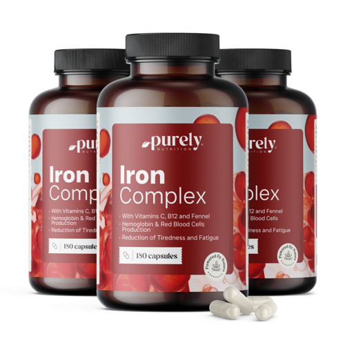 3x Iron Complex - ferro con vitamine C e B12, totale 540 capsule