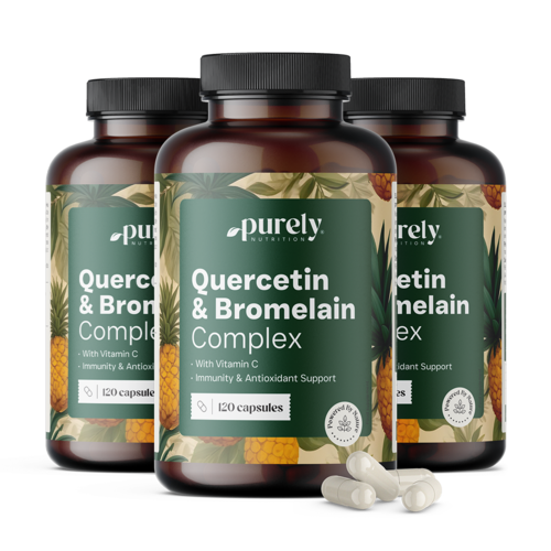 3x Quercetina e bromelina – complesso per il sistema immunitario, totale 360 capsule