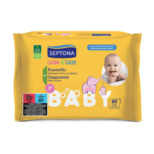 Fazzoletti umidi per bambini con camomilla.