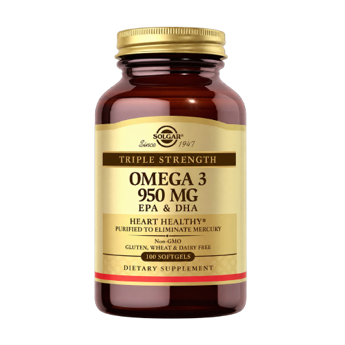 Omega-3 950 mg – olio di pesce altamente concentrato, 100 capsule molli