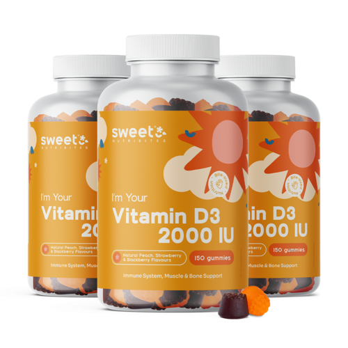 3x Vitamina D3 2000 U.I., totale 450 caramelle gommose