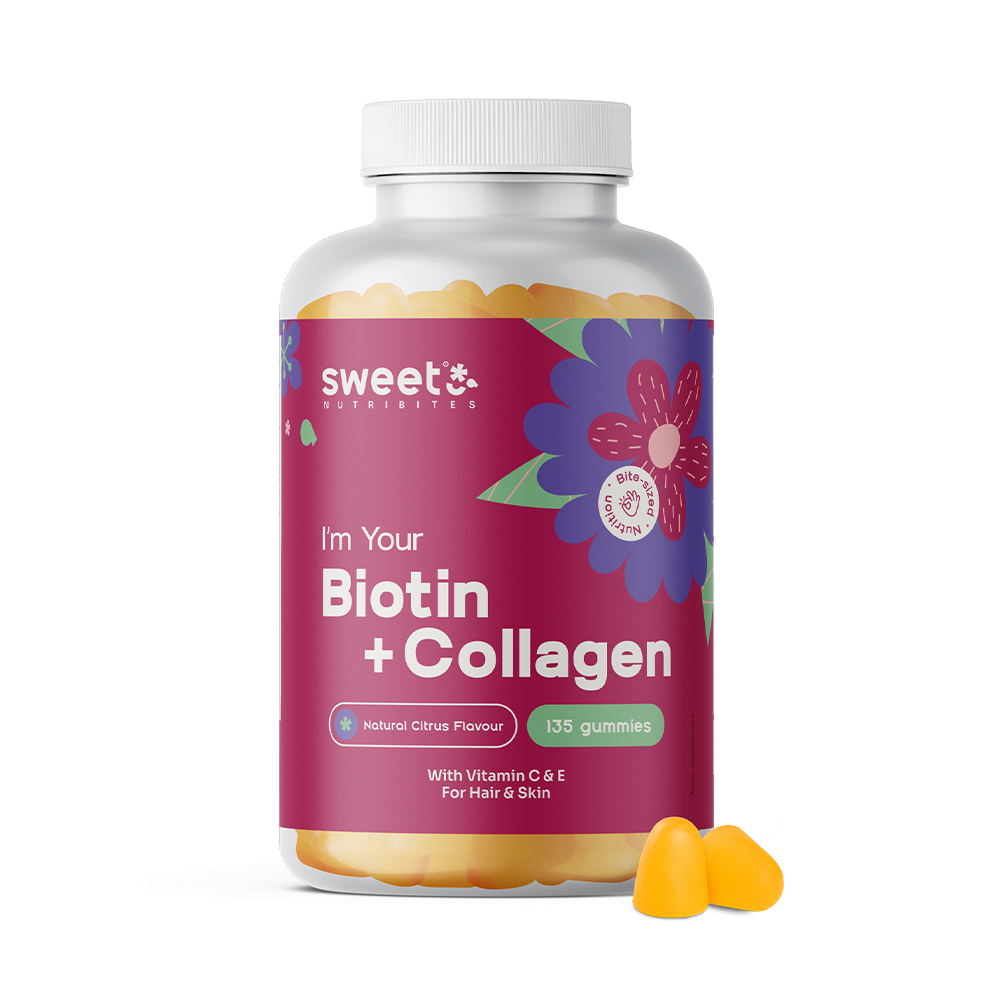 Biotina + collagene - gomme per capelli, pelle e unghie.