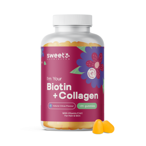 Biotina + collagene – gommose per capelli, pelle e unghie, 135 caramelle gommose