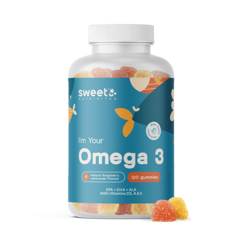 Omega-3 – con vitamine D3, E e A, 120 caramelle gommose
