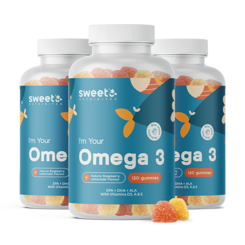 3x Omega-3 – con vitamine D3, E e A, totale 360 caramelle gommose