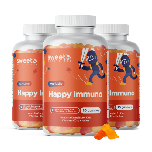 3x Happy Immuno – caramelle gommose per bambini per il sistema immunitario, totale 270 caramelle gommose