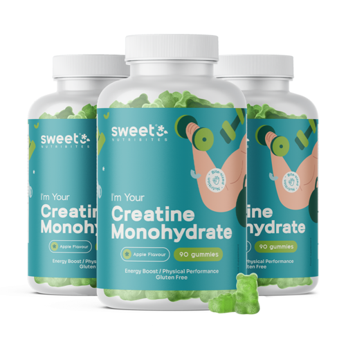 3x Creatina monoidrato 3000 mg – mela, totale 270 caramelle gommose