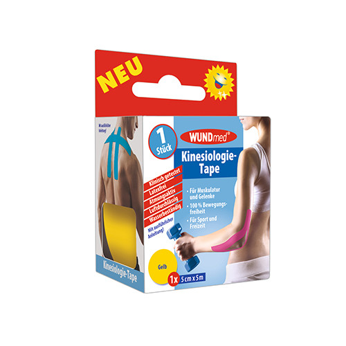Nastro kinesiologico, 5 cm x 5 m, colore: giallo.