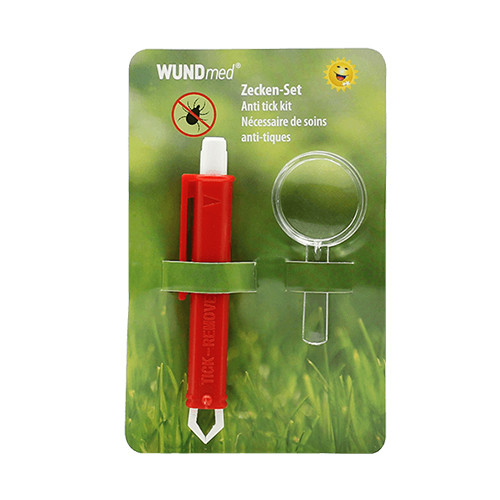 Pinzette per zecche con lente d'ingrandimento.