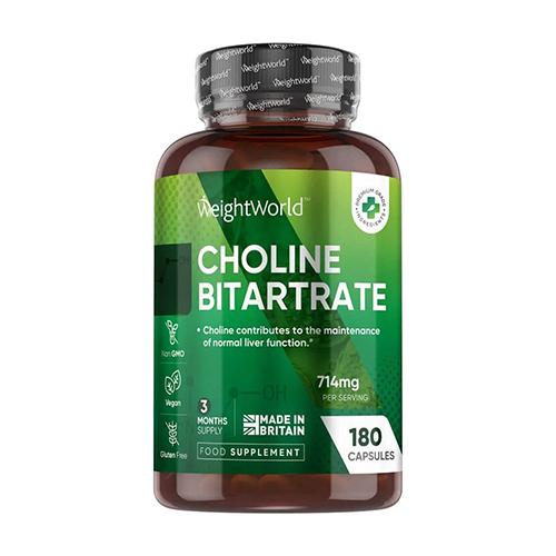 Bitartrato di colina 714 mg in capsule.