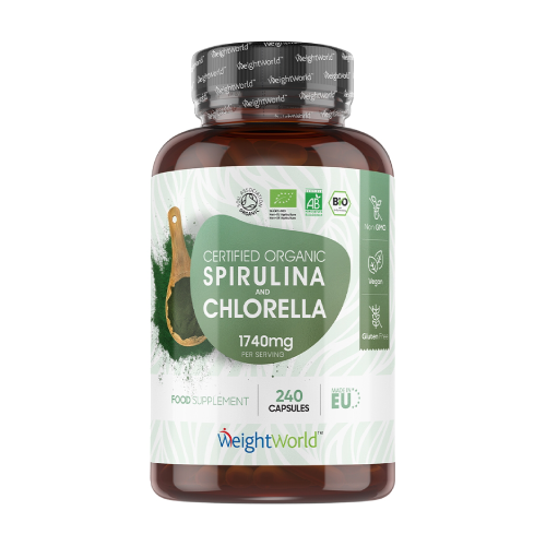 BIO Spirulina e clorella 1740 mg, 240 capsule